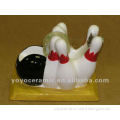 hand painted Bowling Ball & Pin ceramic Tape Dispenser